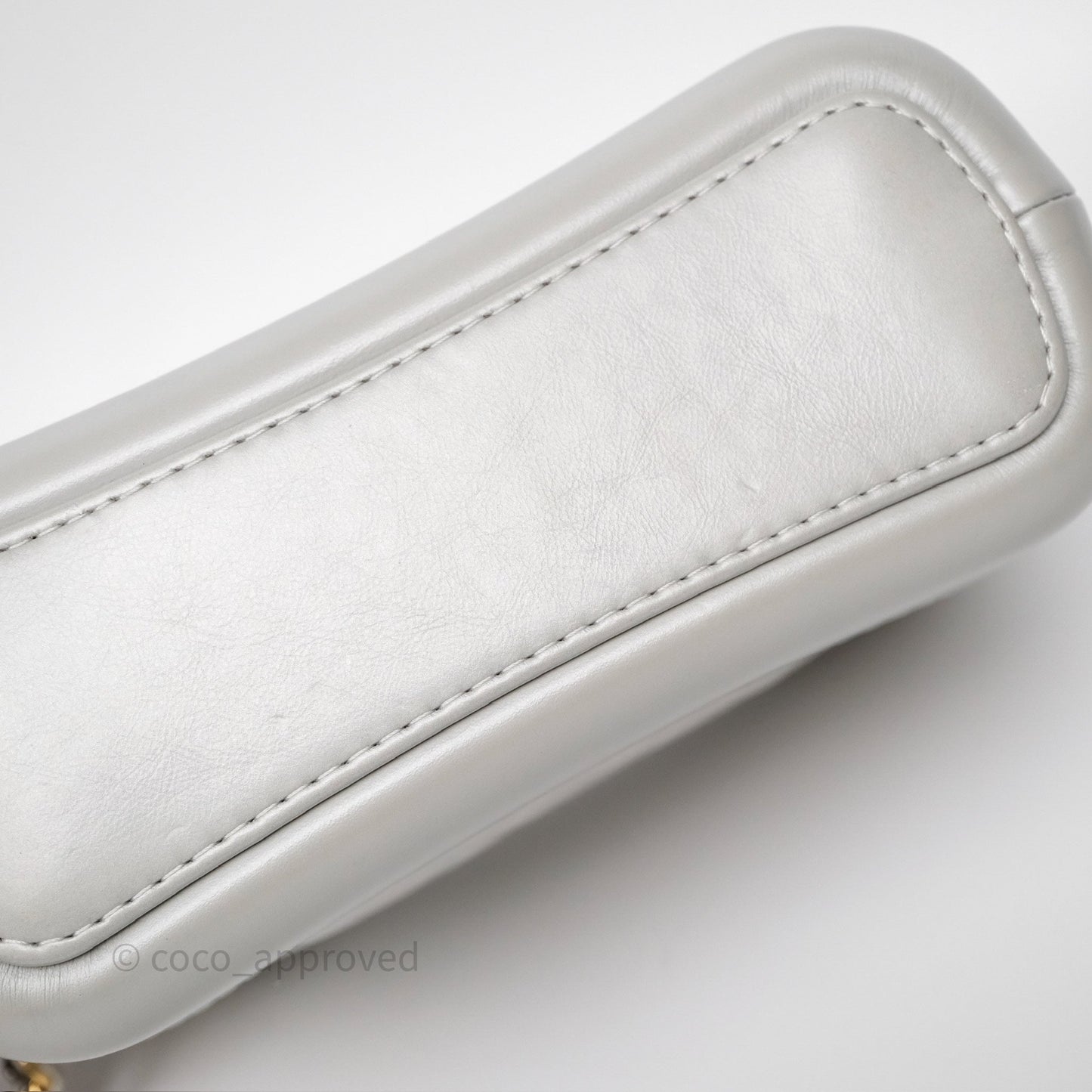 Chanel Small Gabrielle Hobo Quilted Pearly Iridescent Silver Aged Calfskin