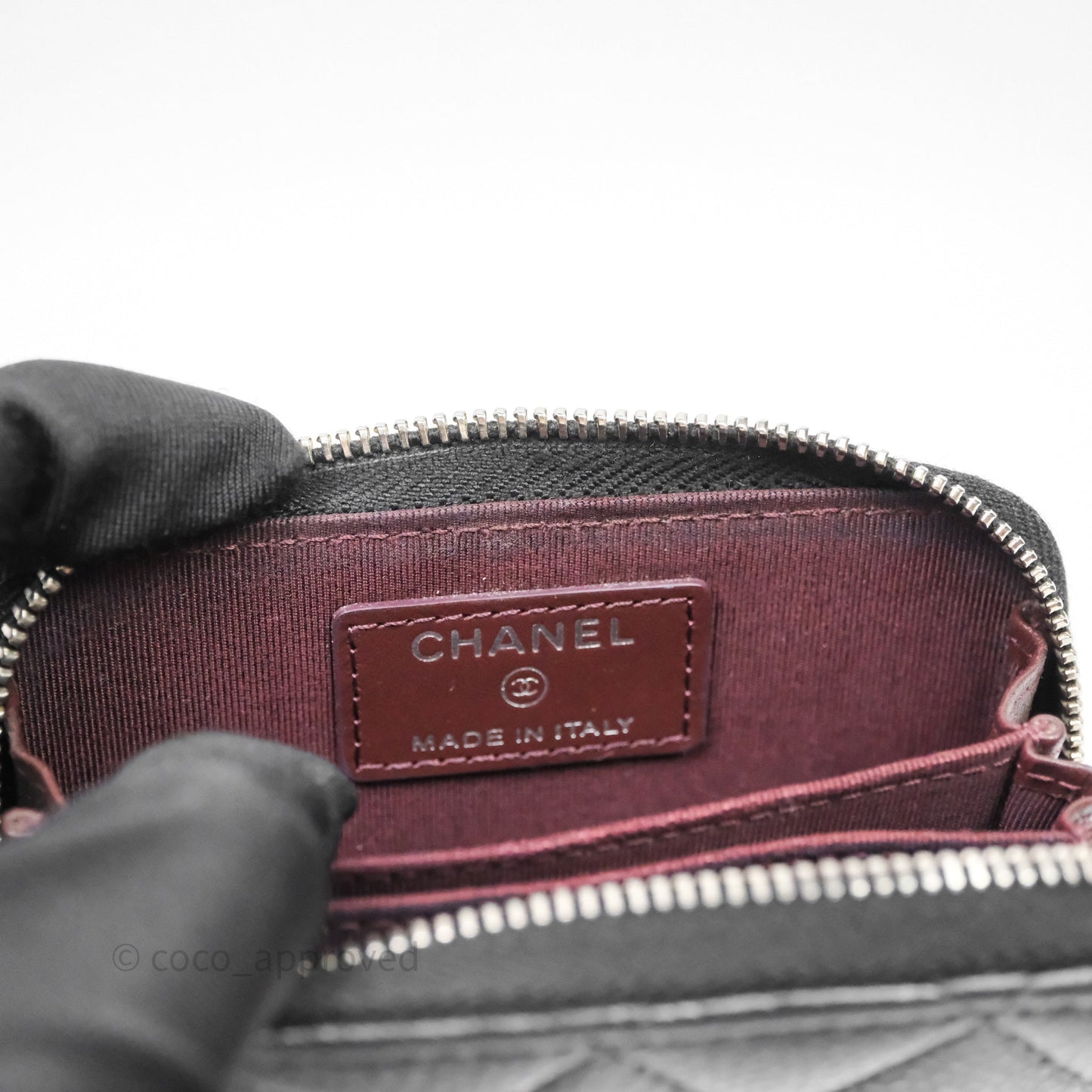 Chanel Classic Zipped Coin Purse Black Caviar Silver Hardware