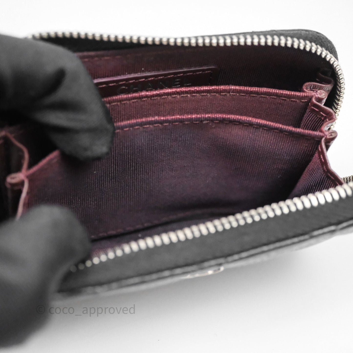 Chanel Classic Zipped Coin Purse Black Caviar Silver Hardware