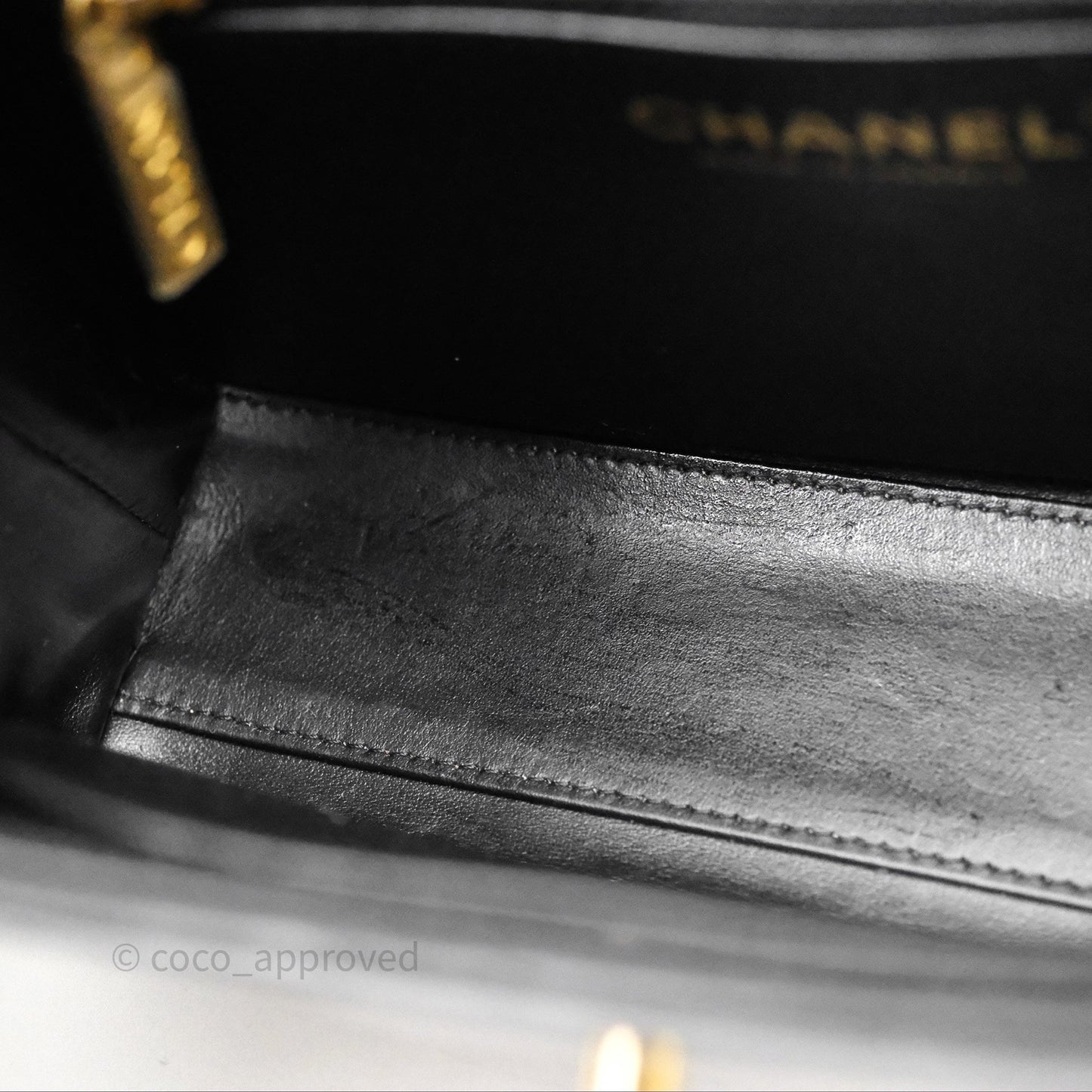 Chanel Kelly Bag Quilted Black Shiny Crumpled Calfskin Aged Gold Hardware