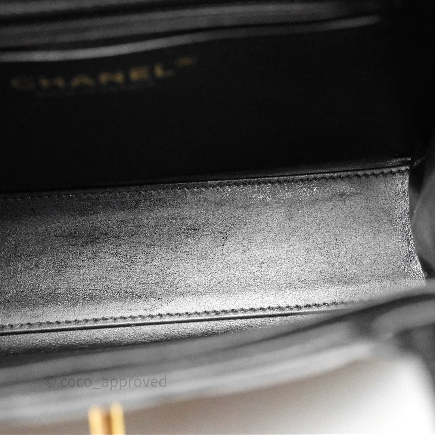 Chanel Kelly Bag Quilted Black Shiny Crumpled Calfskin Aged Gold Hardware