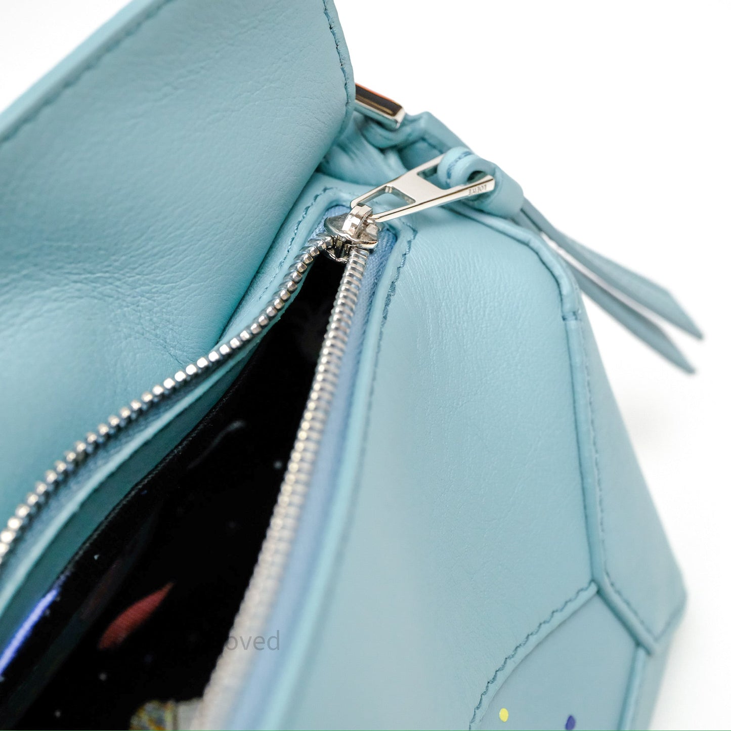 Loewe Mini Squid Suna Puzzle Bag Blue Silver Hardware