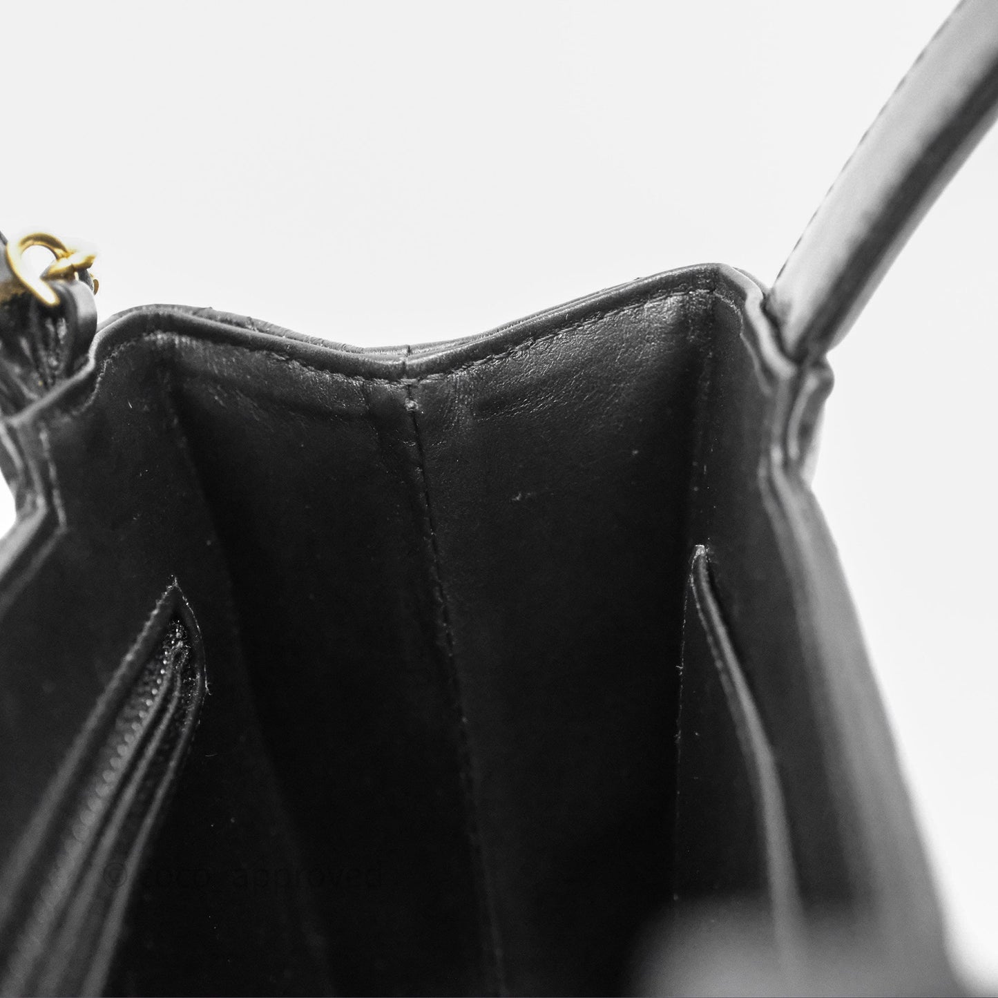 Chanel Kelly Bag Quilted Black Shiny Crumpled Calfskin Aged Gold Hardware