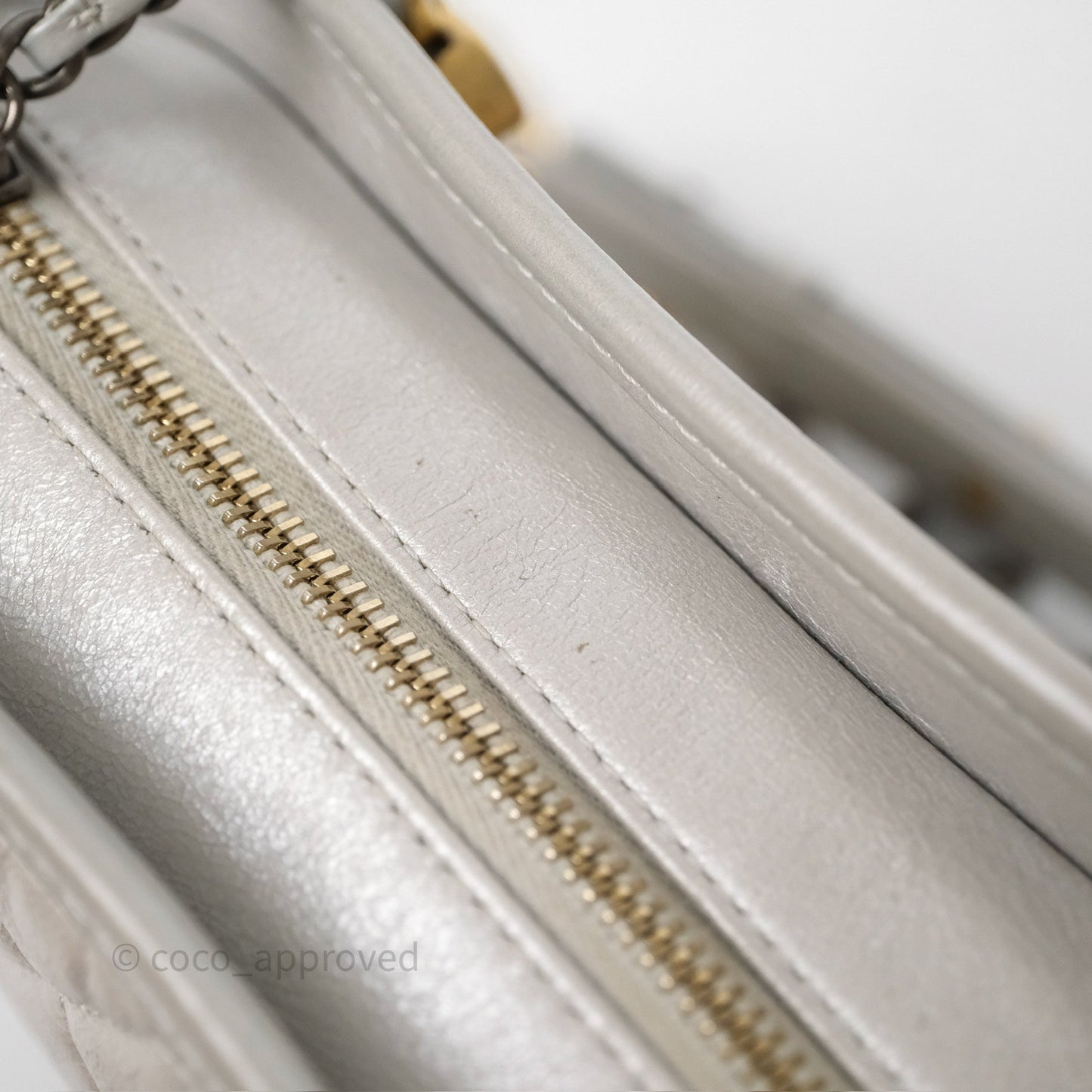 Chanel Small Gabrielle Hobo Quilted Pearly Iridescent Silver Aged Calfskin
