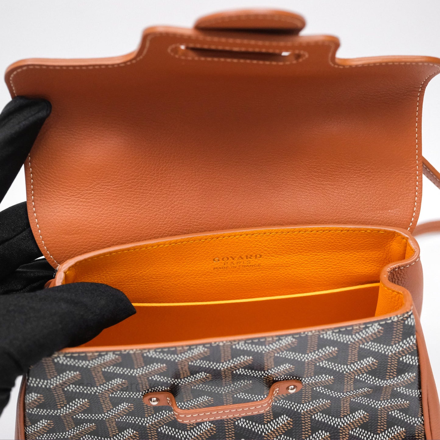 Goyard Saïgon Mini Bag Black And Tan Goyardine Canvas/ Chevroches Calfskin