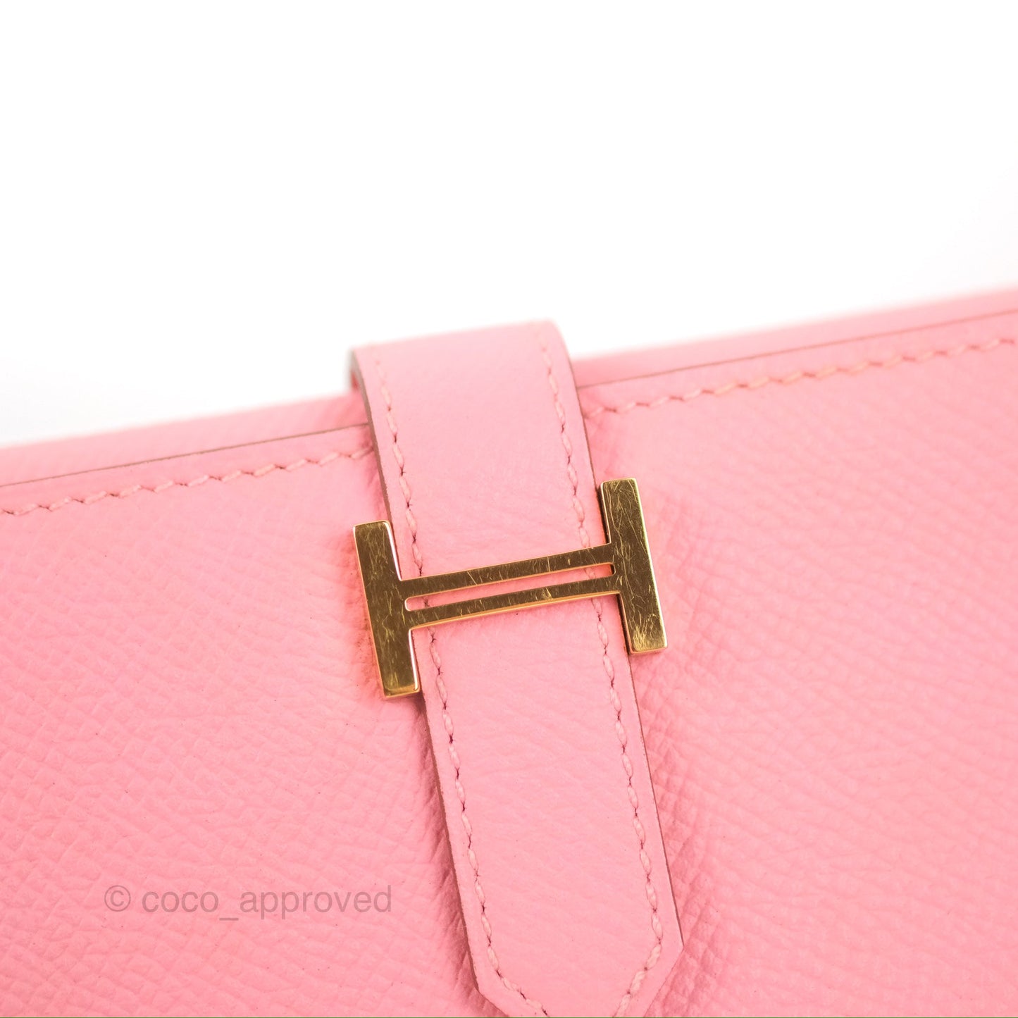 Hermès Bearn Soufflet Wallet Epsom Pink Gold Hardware