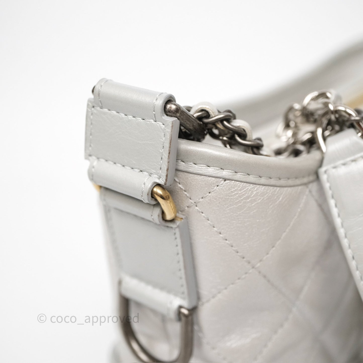 Chanel Small Gabrielle Hobo Quilted Pearly Iridescent Silver Aged Calfskin