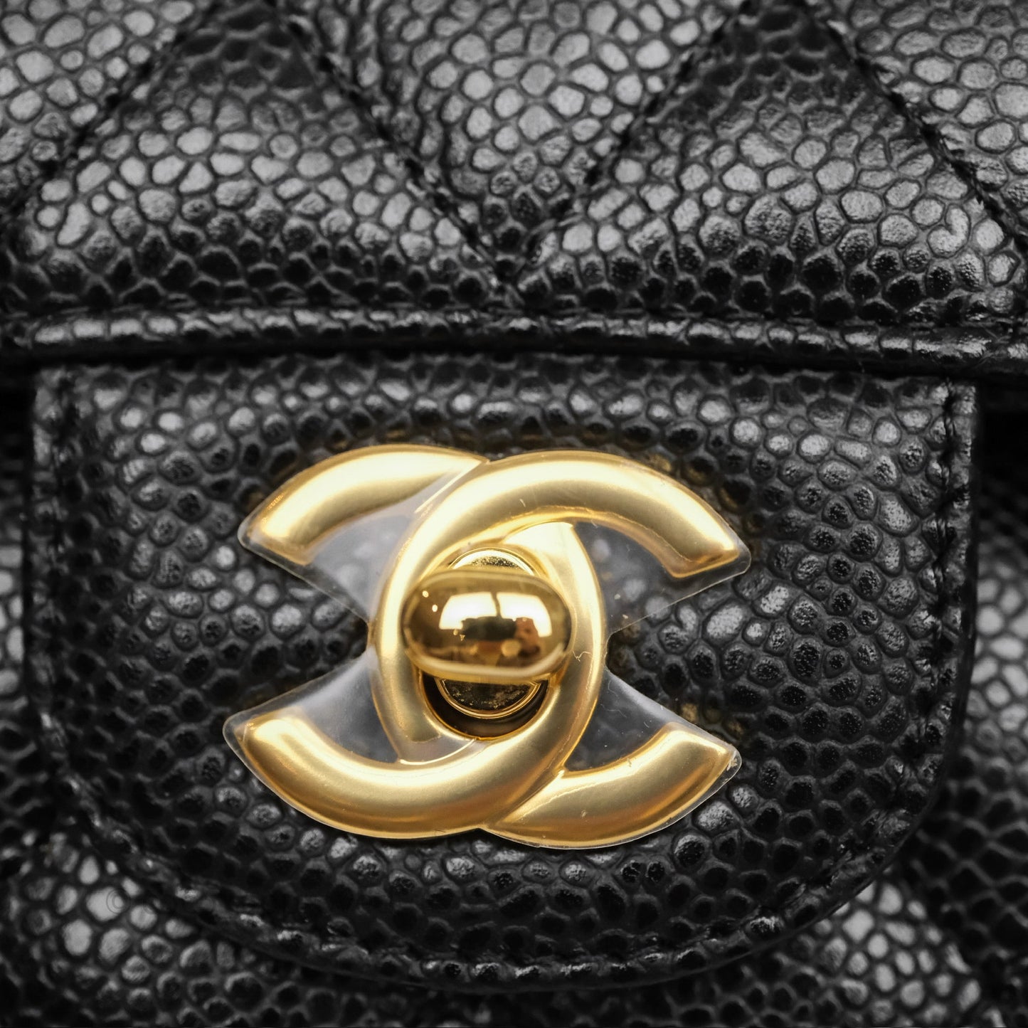 Chanel Classic M/L Medium Flap Quilted Black Caviar Gold Hardware