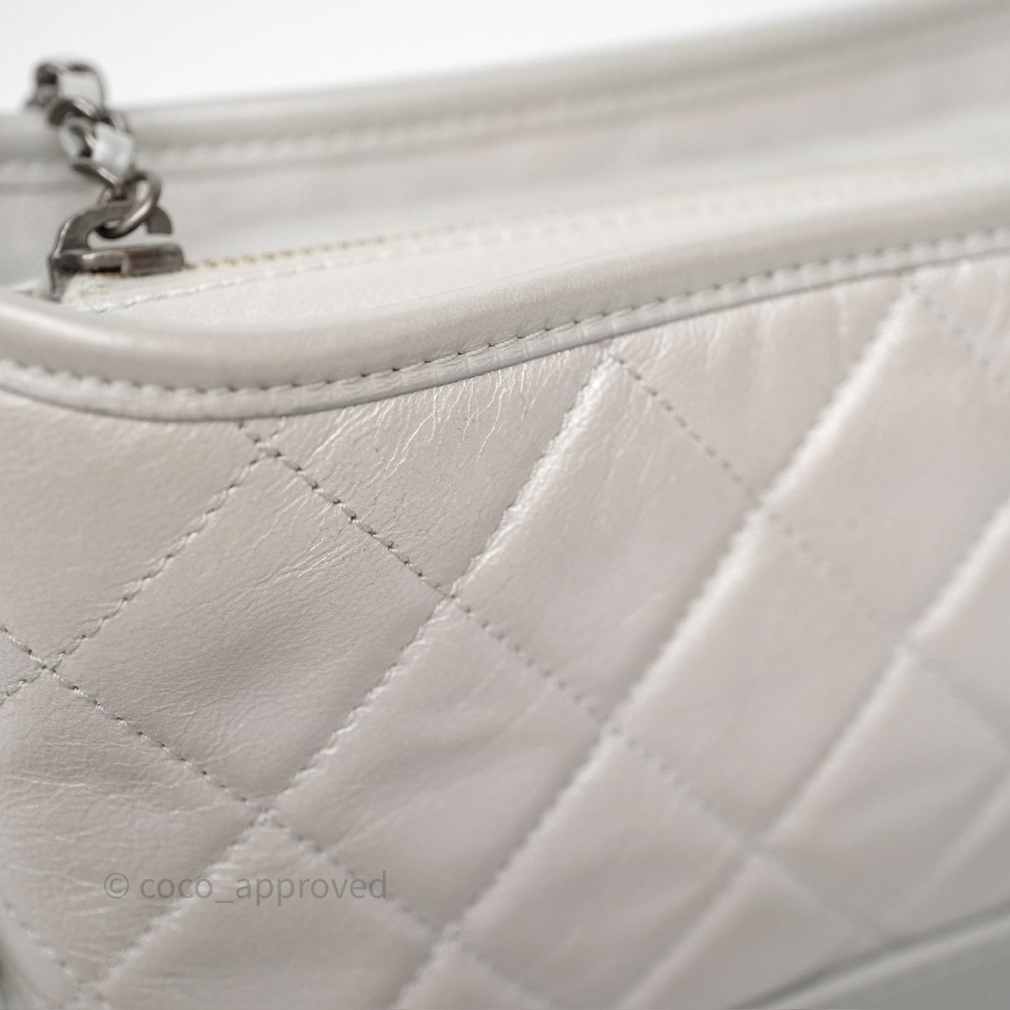 Chanel Small Gabrielle Hobo Quilted Pearly Iridescent Silver Aged Calfskin
