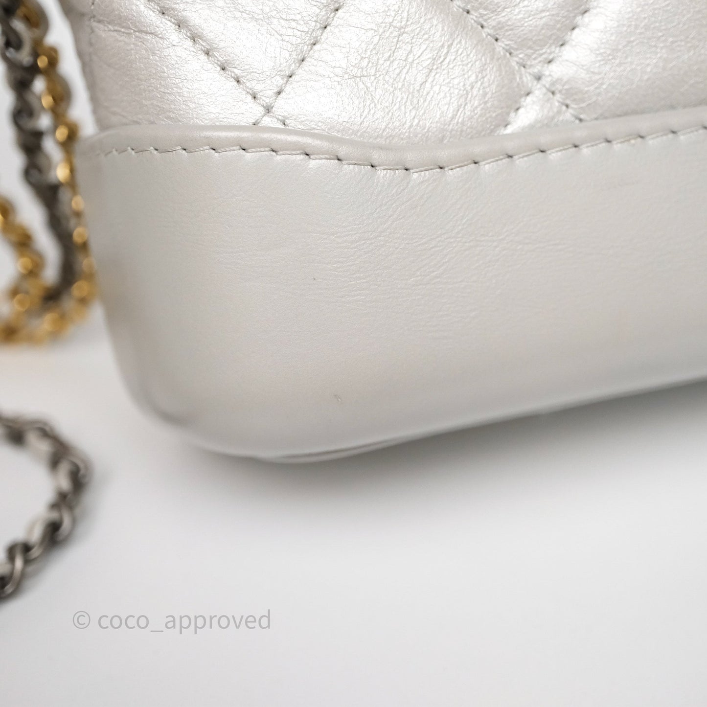 Chanel Small Gabrielle Hobo Quilted Pearly Iridescent Silver Aged Calfskin