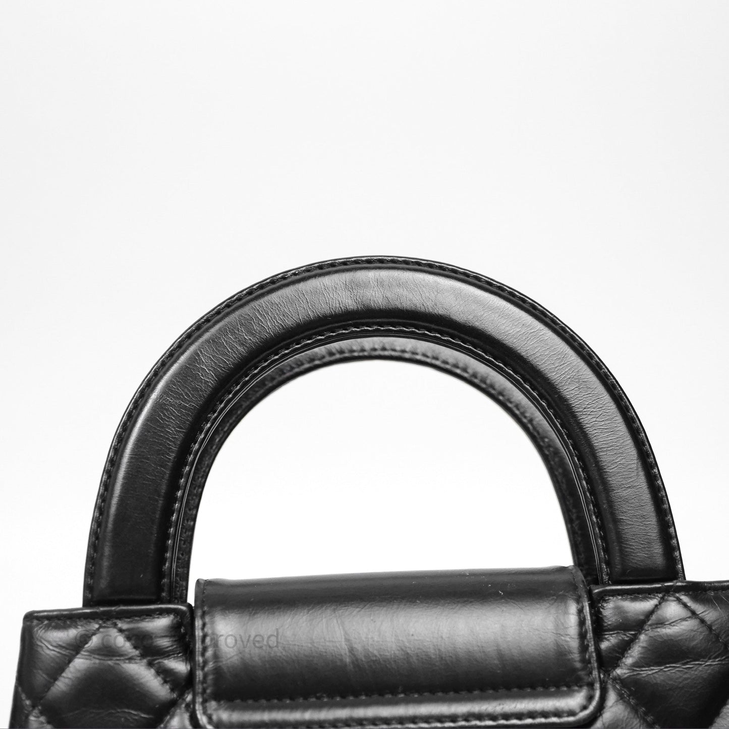 Chanel Kelly Bag Quilted Black Shiny Crumpled Calfskin Aged Gold Hardware