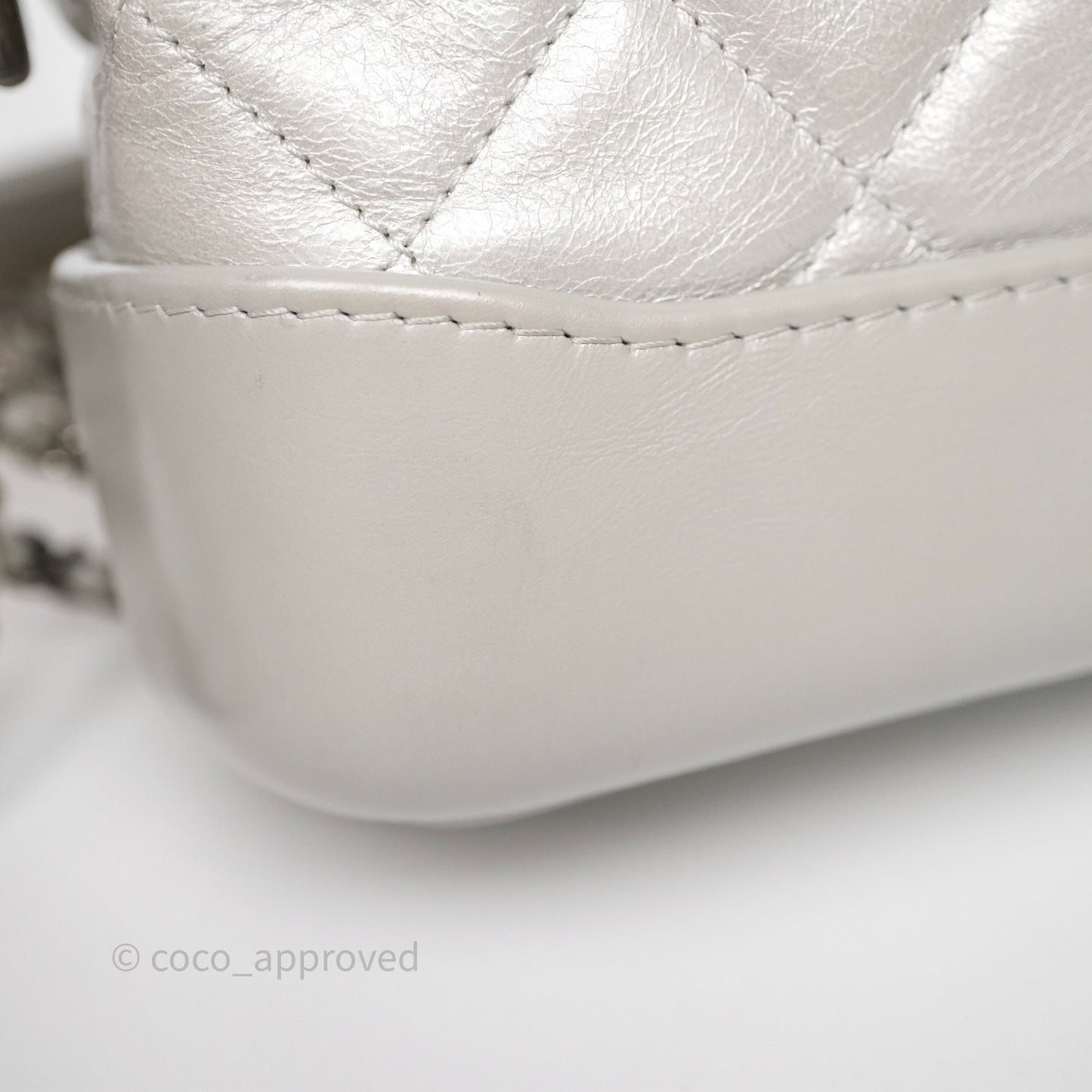 Chanel Small Gabrielle Hobo Quilted Pearly Iridescent Silver Aged Calfskin