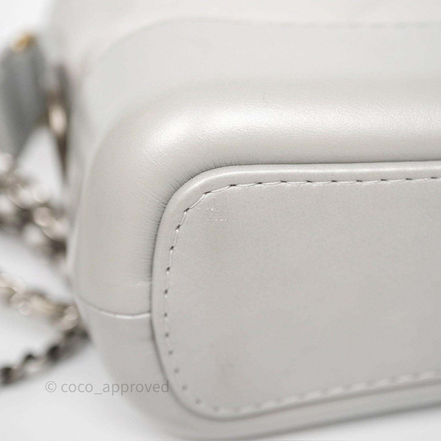Chanel Small Gabrielle Hobo Quilted Pearly Iridescent Silver Aged Calfskin
