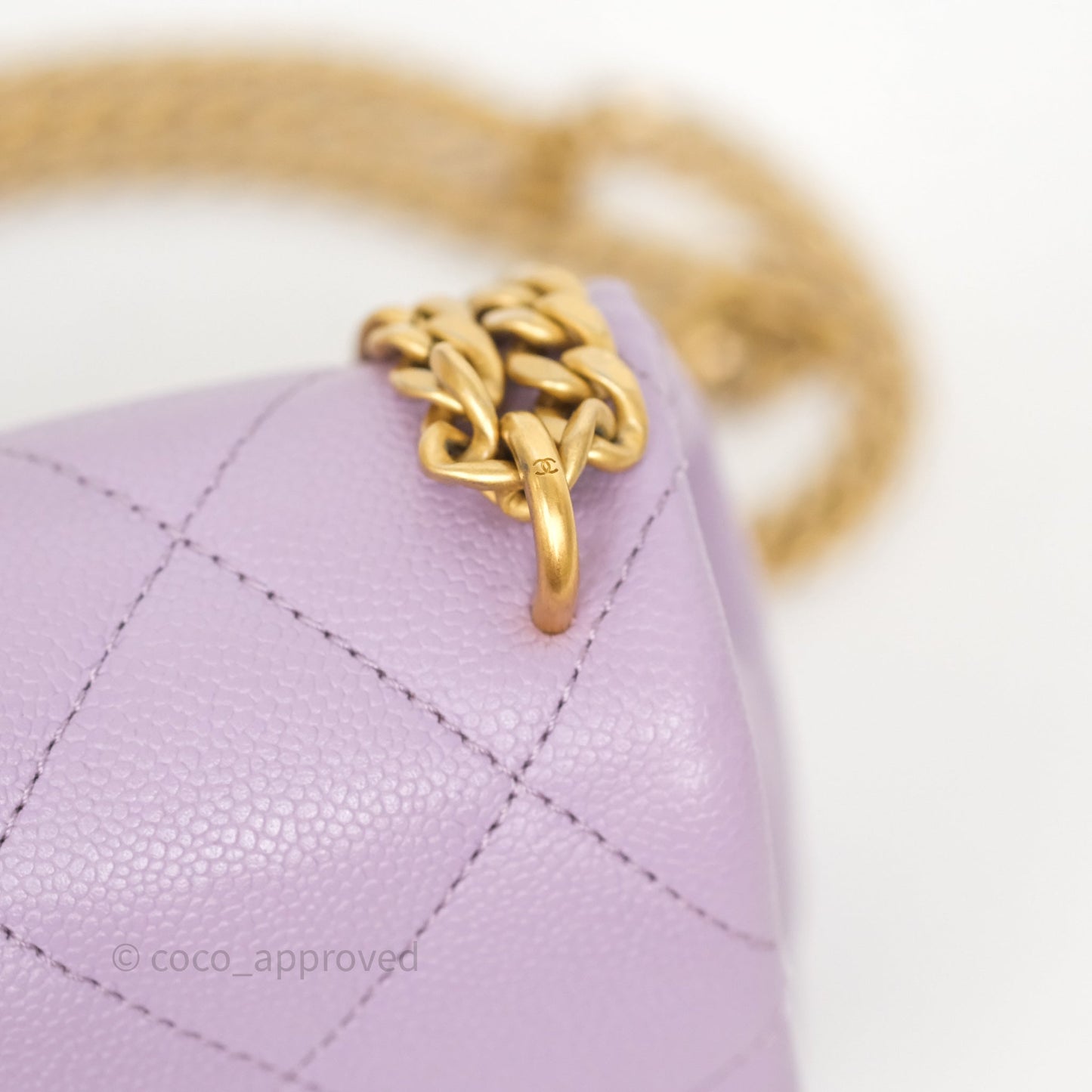 Chanel Heart Crush Mini Flap Bag Lilac Purple Caviar Aged Gold Hardware