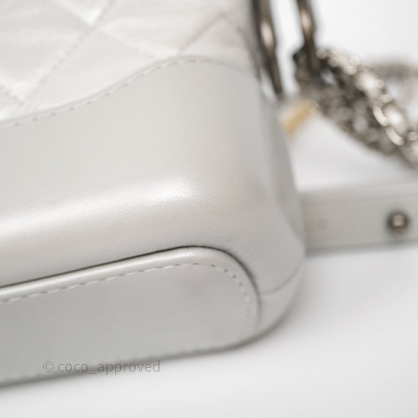 Chanel Small Gabrielle Hobo Quilted Pearly Iridescent Silver Aged Calfskin