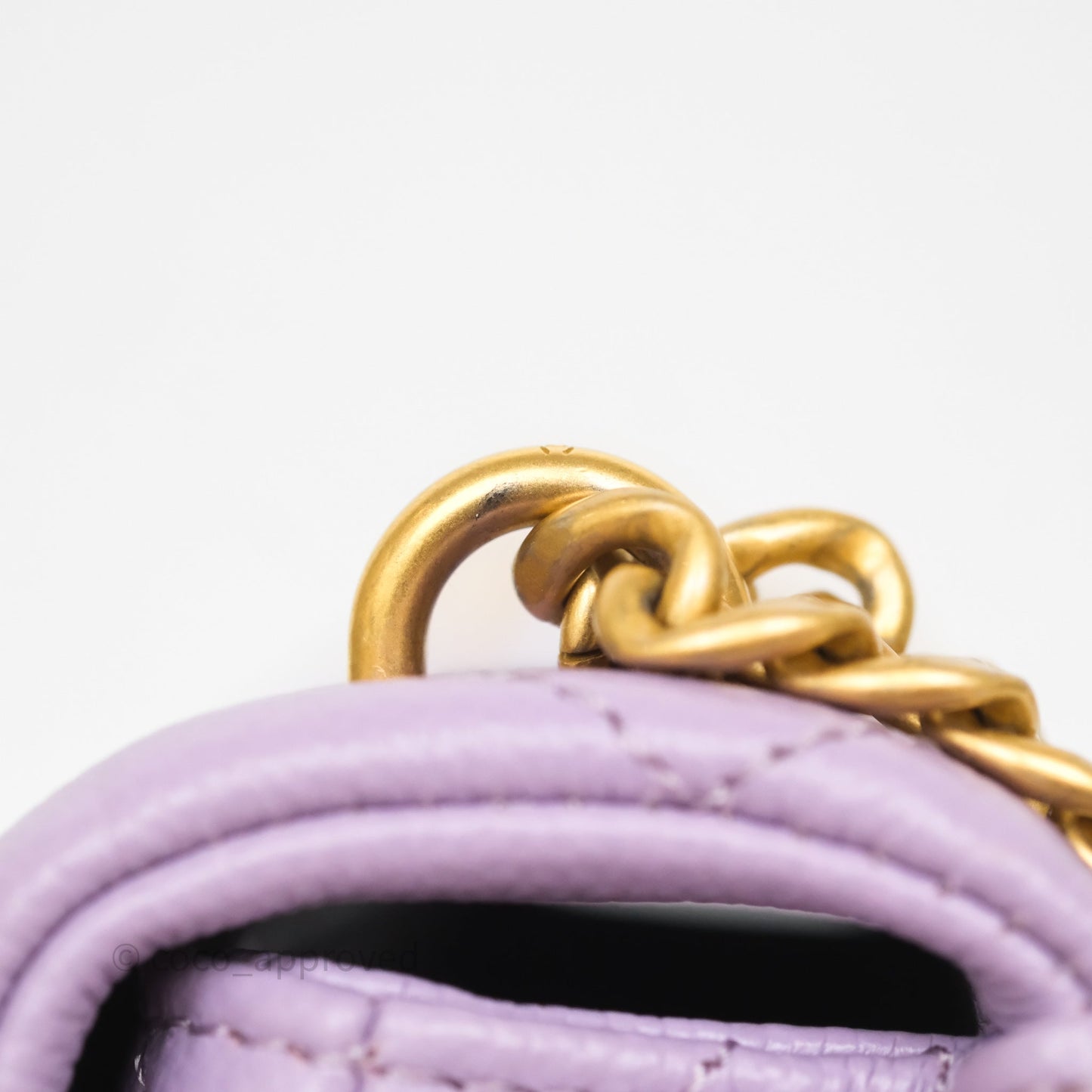 Chanel Heart Crush Mini Flap Bag Lilac Purple Caviar Aged Gold Hardware