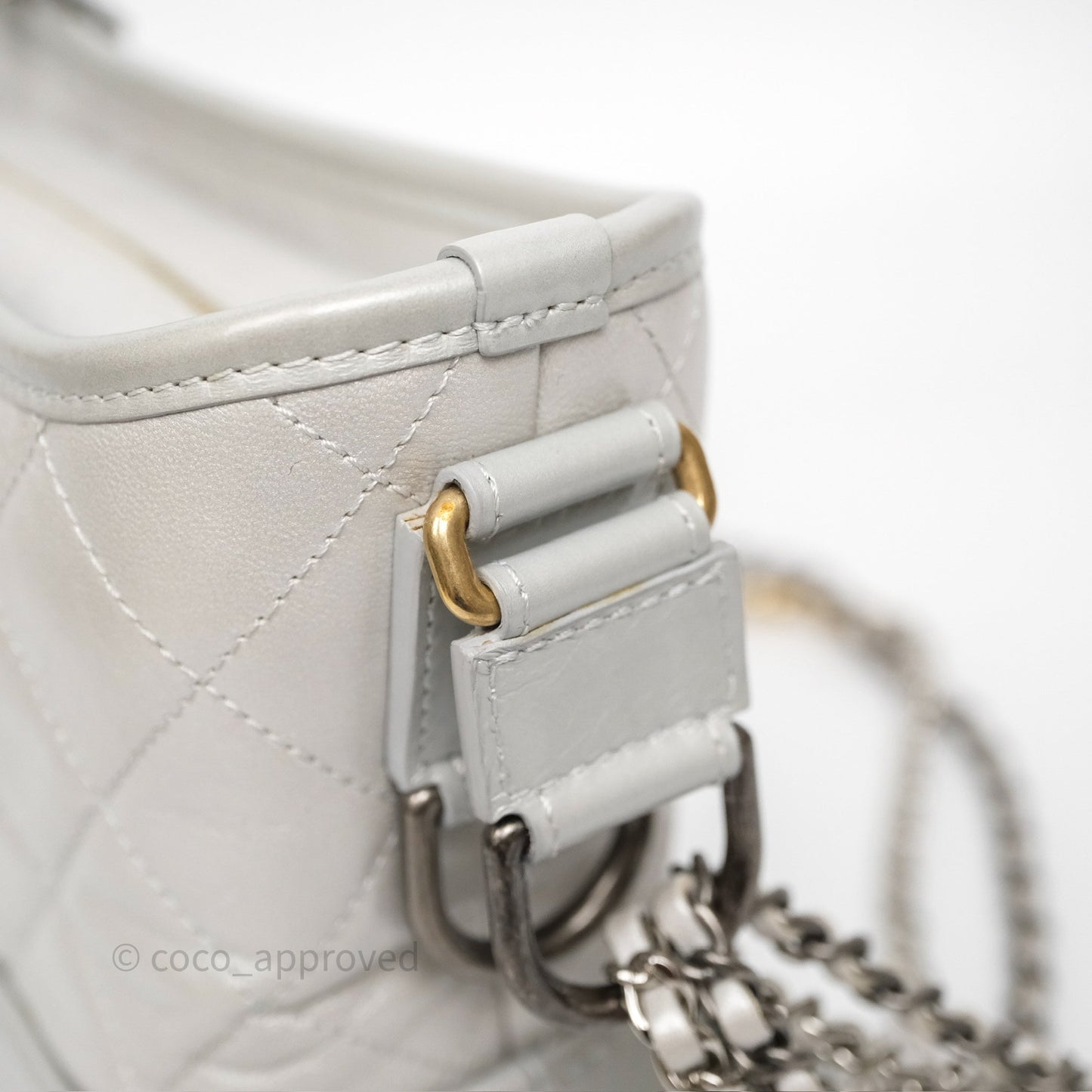Chanel Small Gabrielle Hobo Quilted Pearly Iridescent Silver Aged Calfskin