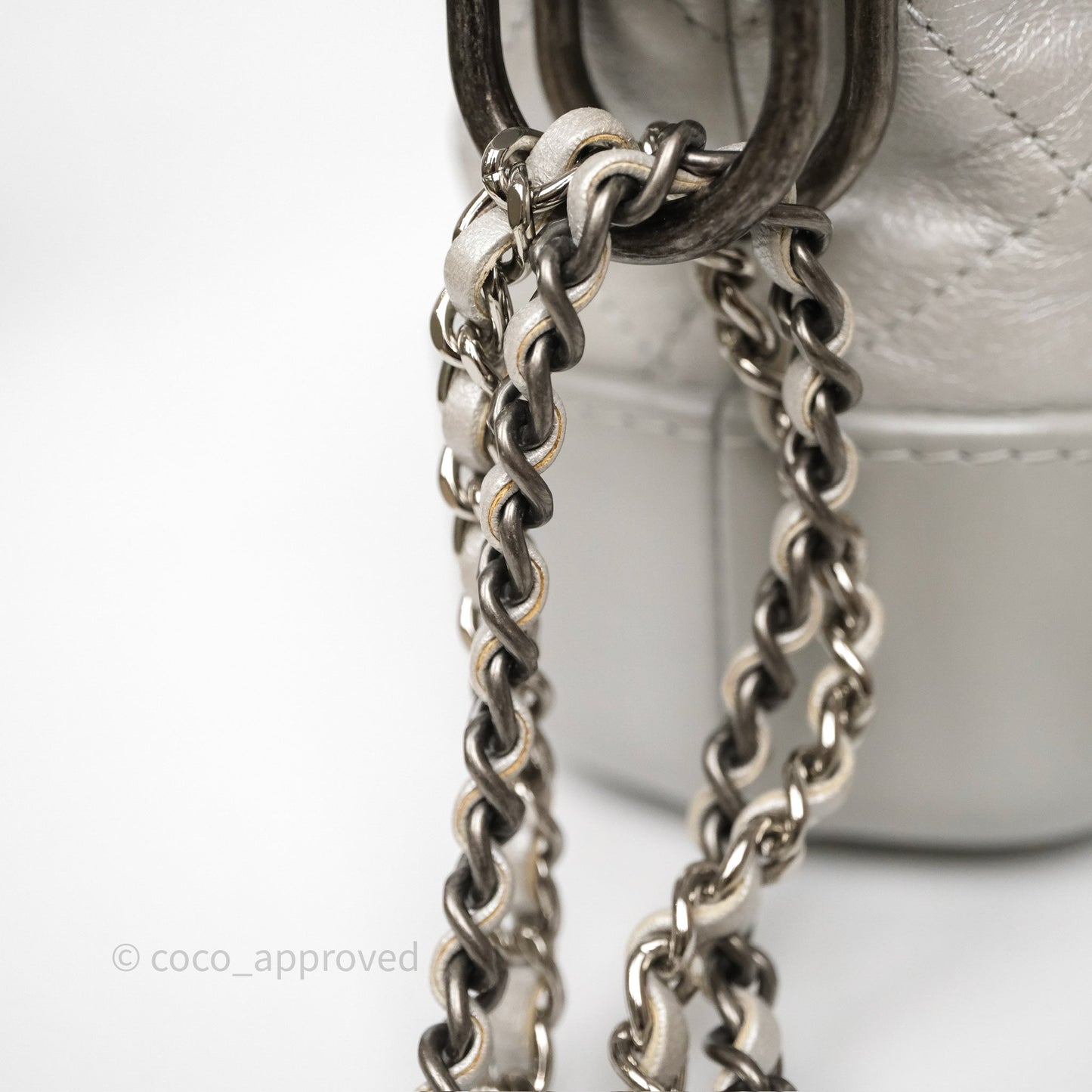 Chanel Small Gabrielle Hobo Quilted Pearly Iridescent Silver Aged Calfskin