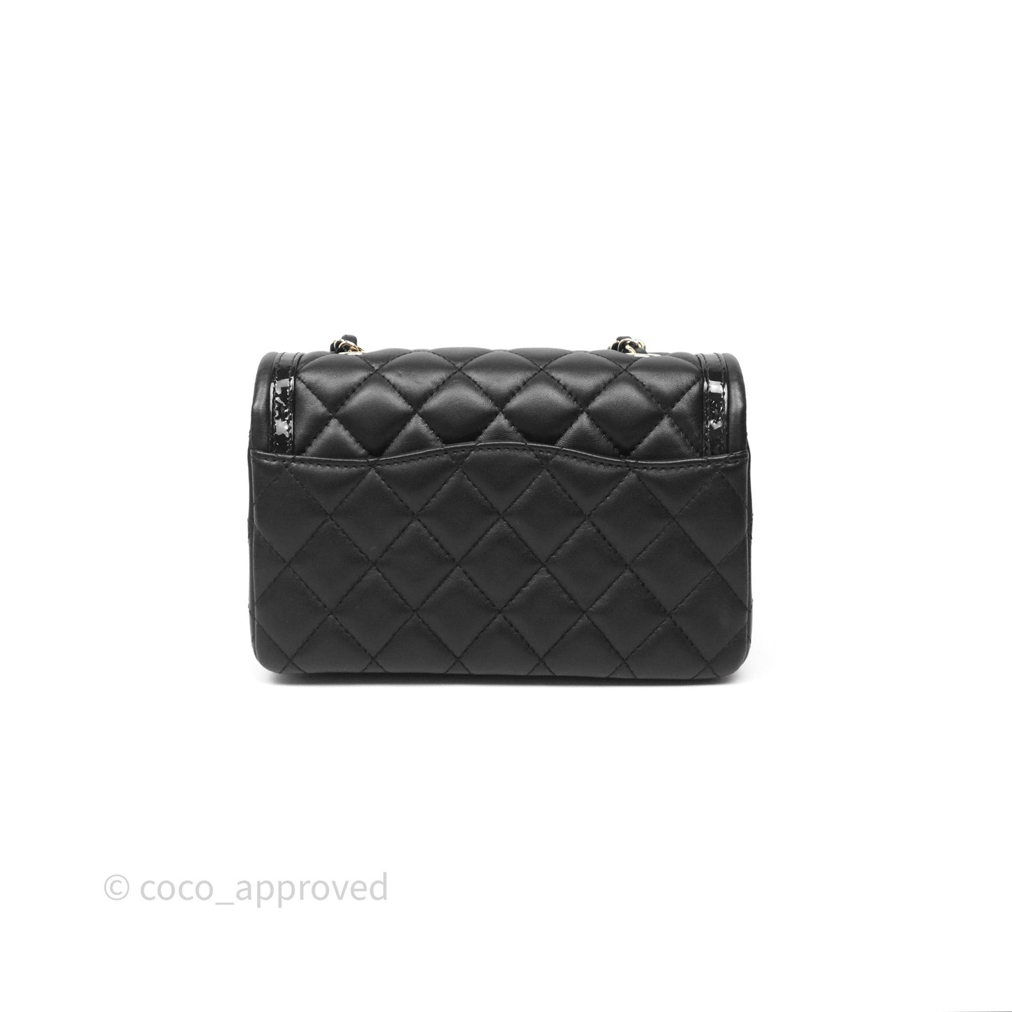 Chanel Mini Flap Bag Black Lambskin/Patent Gold Hardware