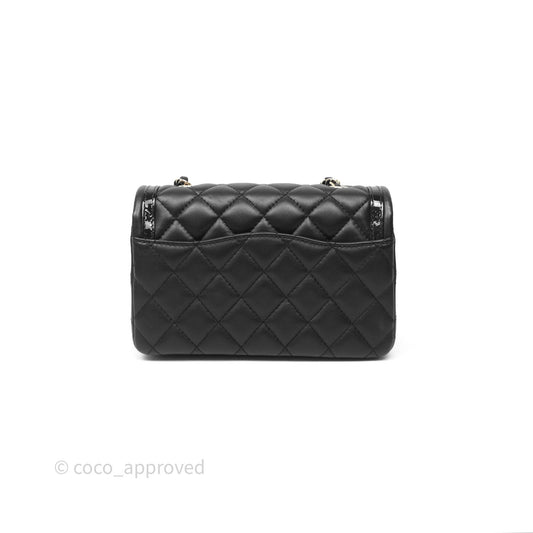 Chanel Mini Flap Bag Black Lambskin/Patent Gold Hardware