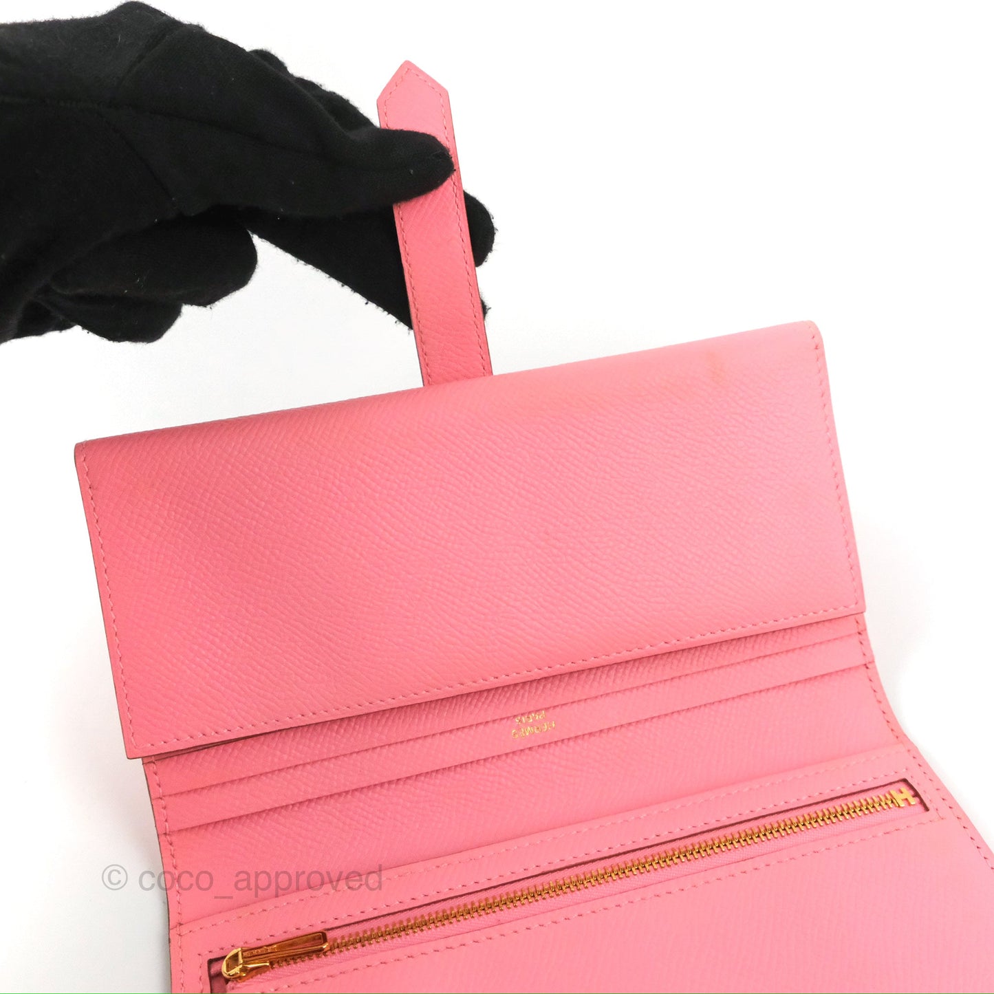 Hermès Bearn Soufflet Wallet Epsom Pink Gold Hardware