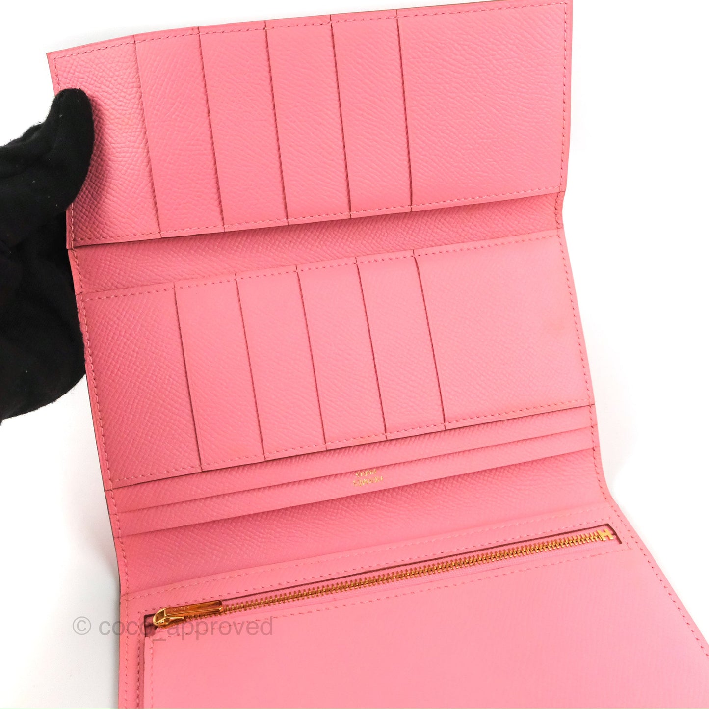 Hermès Bearn Soufflet Wallet Epsom Pink Gold Hardware