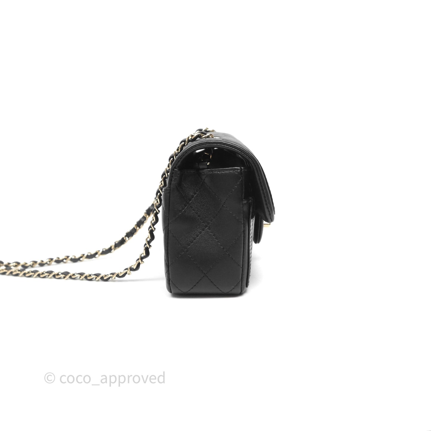 Chanel Mini Flap Bag Black Lambskin/Patent Gold Hardware