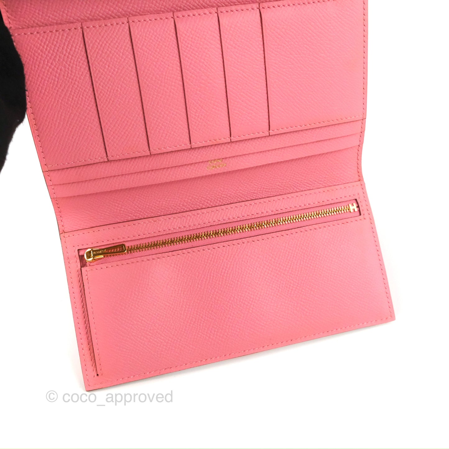 Hermès Bearn Soufflet Wallet Epsom Pink Gold Hardware