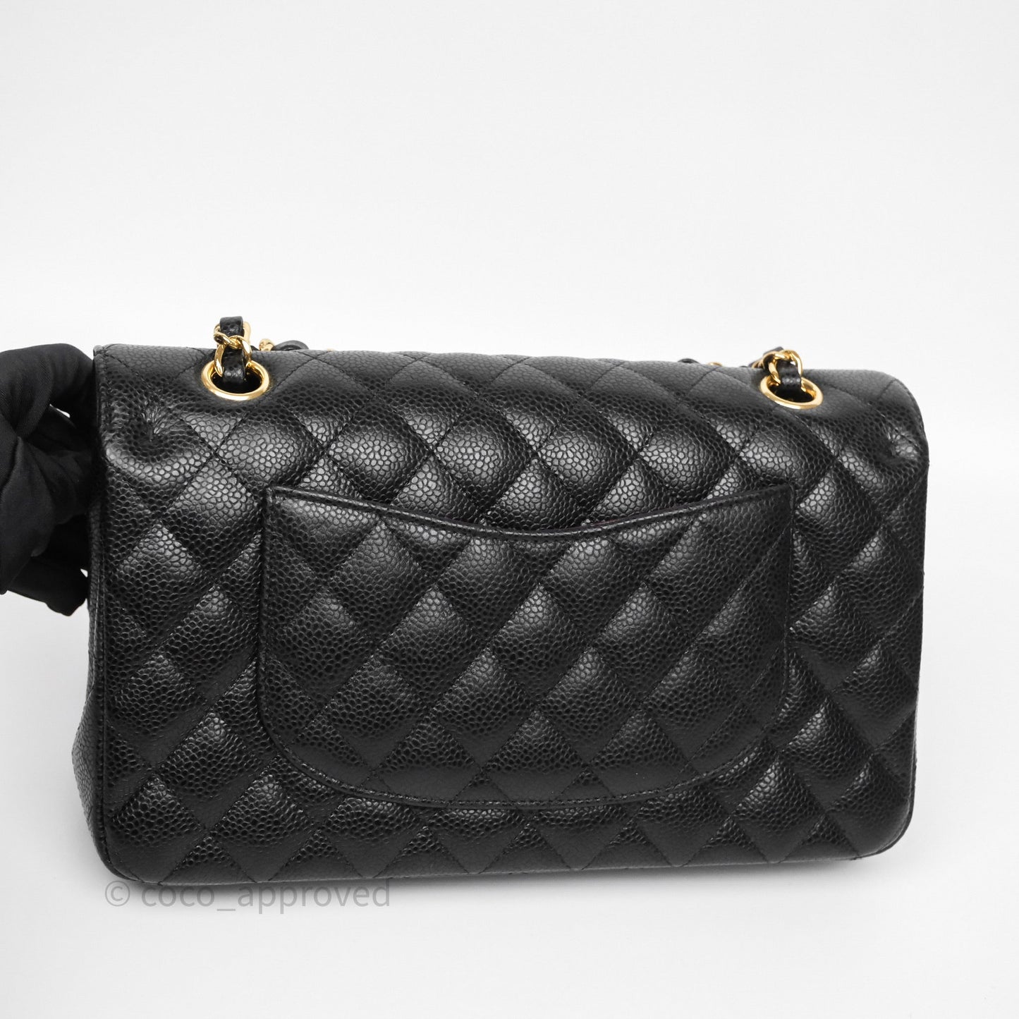 Chanel Classic M/L Medium Flap Quilted Black Caviar Gold Hardware