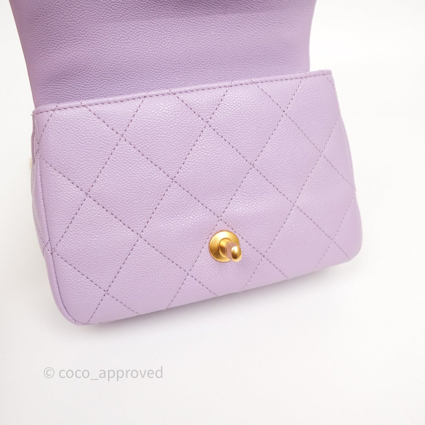 Chanel Heart Crush Mini Flap Bag Lilac Purple Caviar Aged Gold Hardware