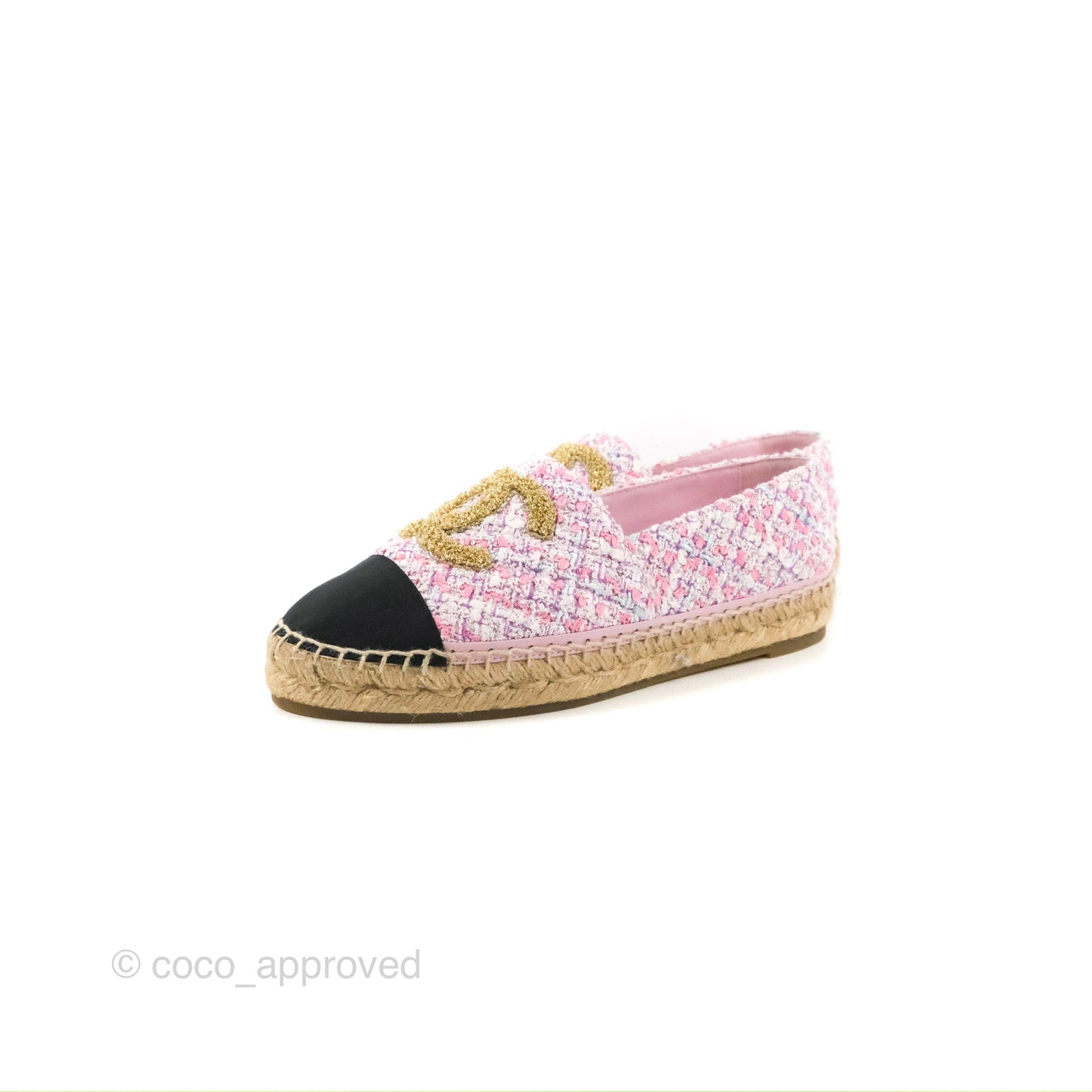 Chanel Espadrille Pink Tweed Size 38