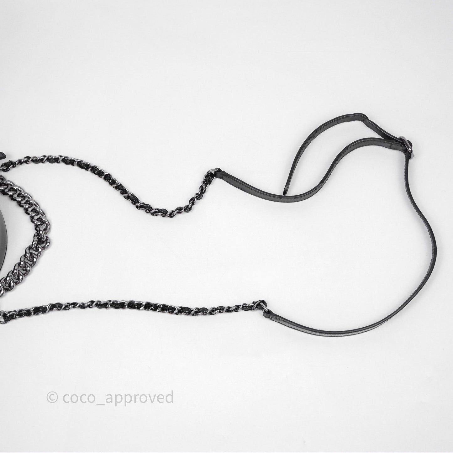 Chanel Round As Earth Bag with Owl Charm Black Patent Silver Hardware