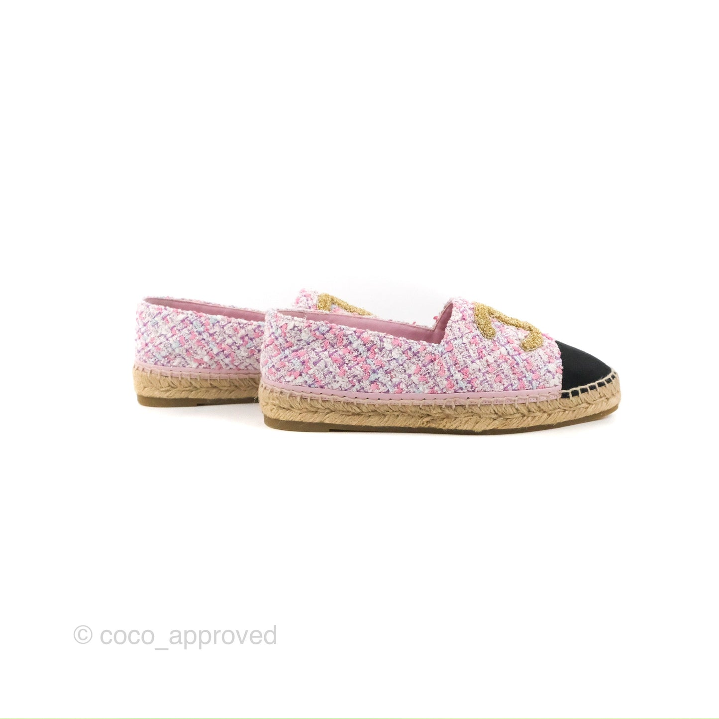 Chanel Espadrille Pink Tweed Size 38