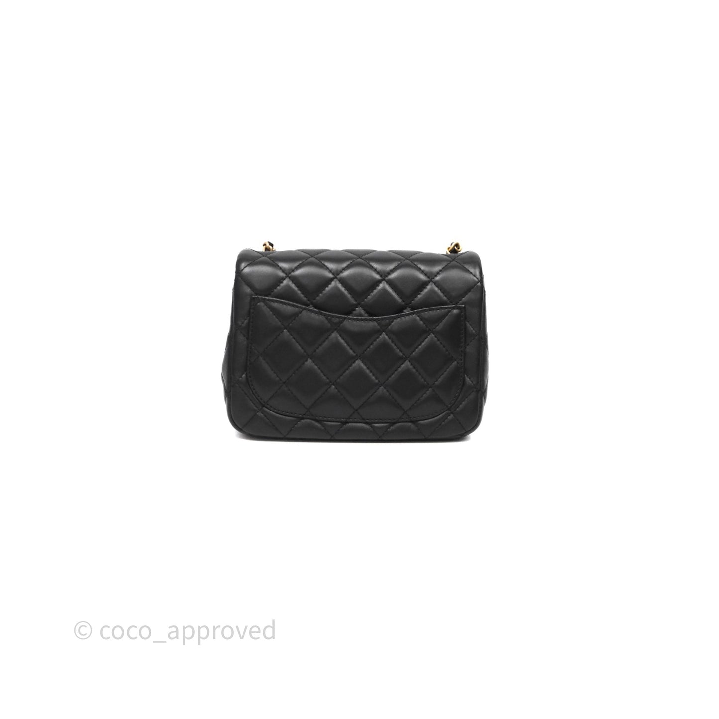Chanel Pearl Crush Mini Square Quilted Black Lambskin Aged Gold Hardware