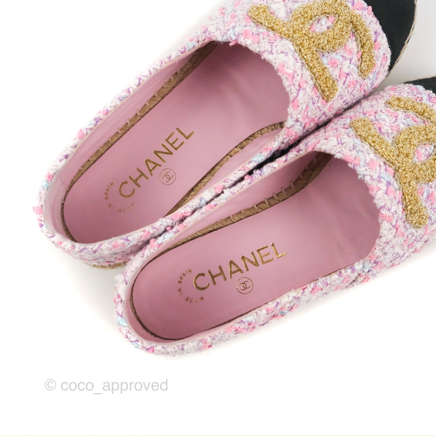 Chanel Espadrille Pink Tweed Size 38