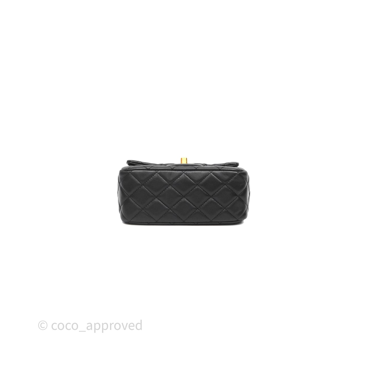 Chanel Pearl Crush Mini Square Quilted Black Lambskin Aged Gold Hardware