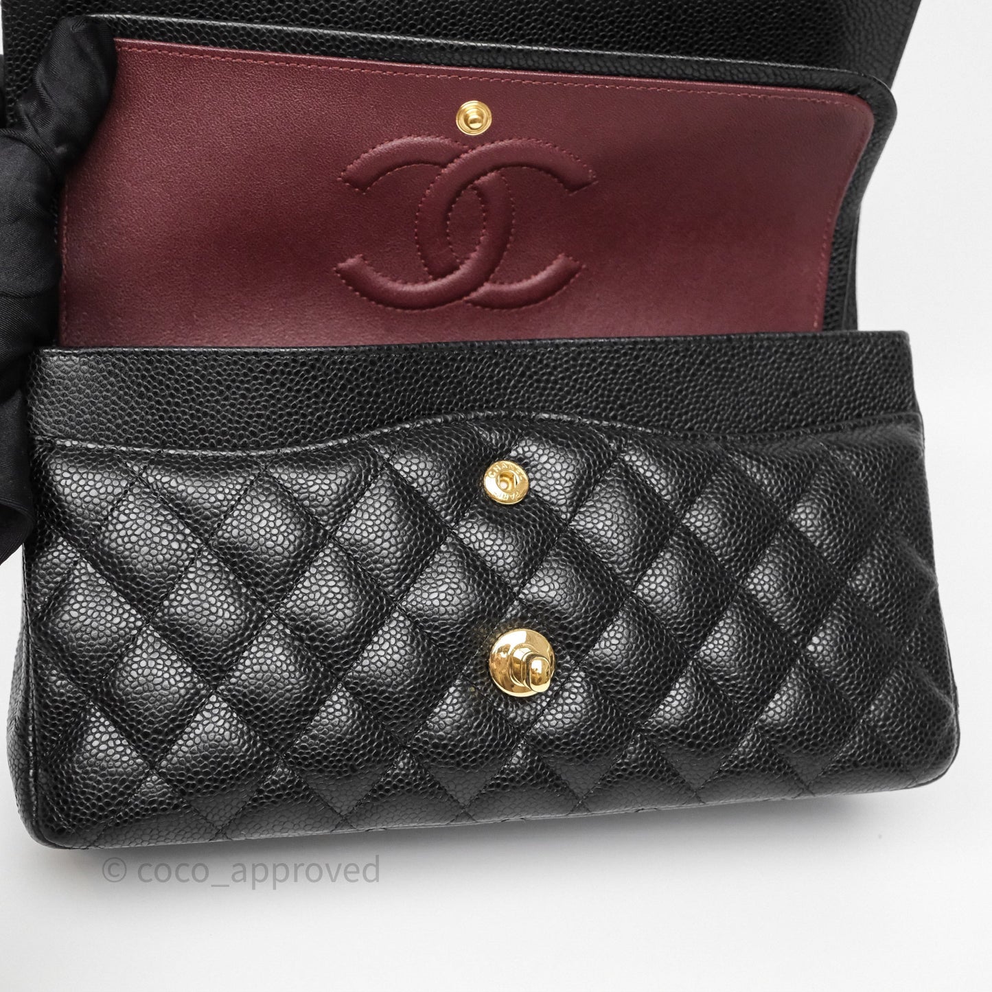 Chanel Classic M/L Medium Flap Quilted Black Caviar Gold Hardware