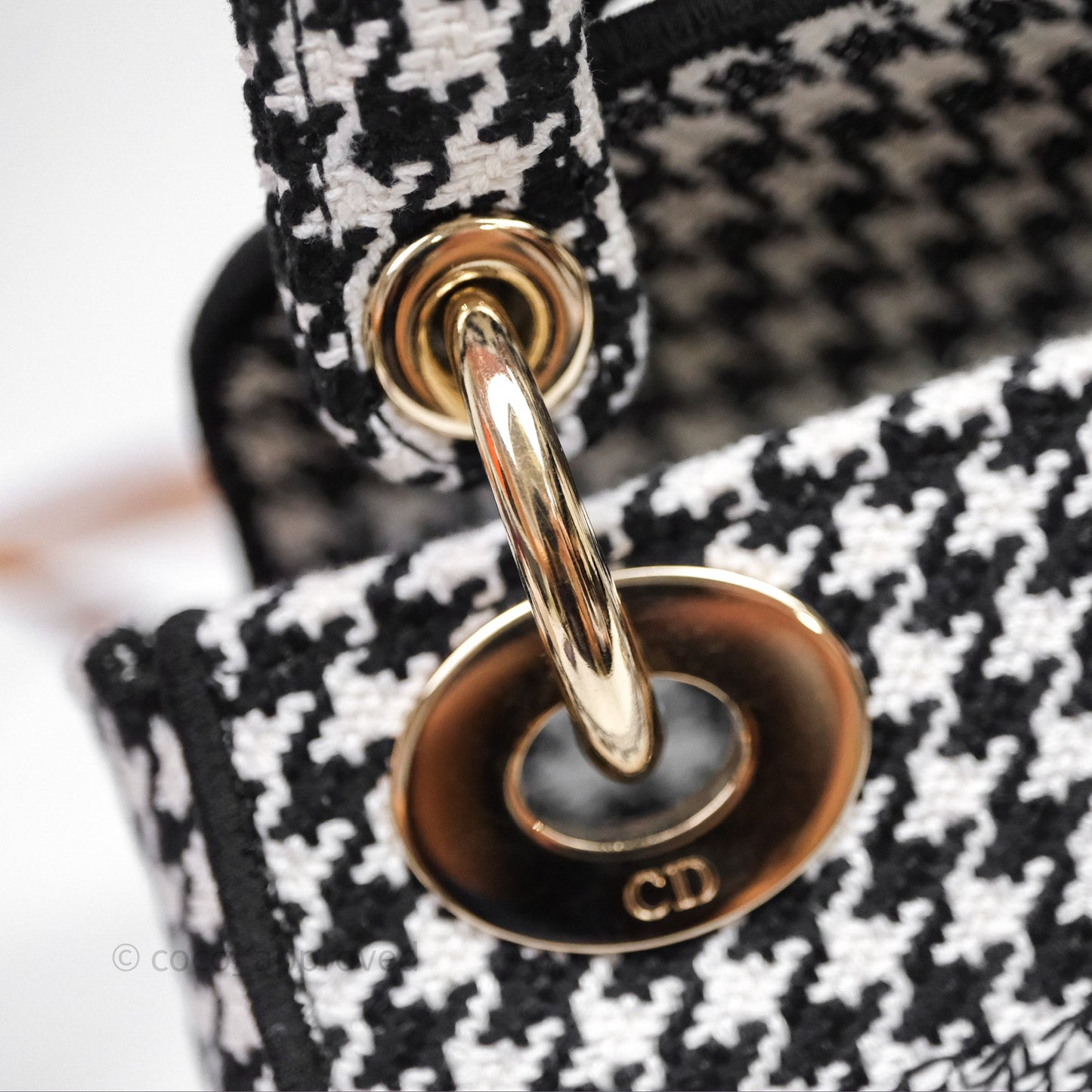 Christian Dior Mini Lady D-Lite Bag Black White Houndstooth