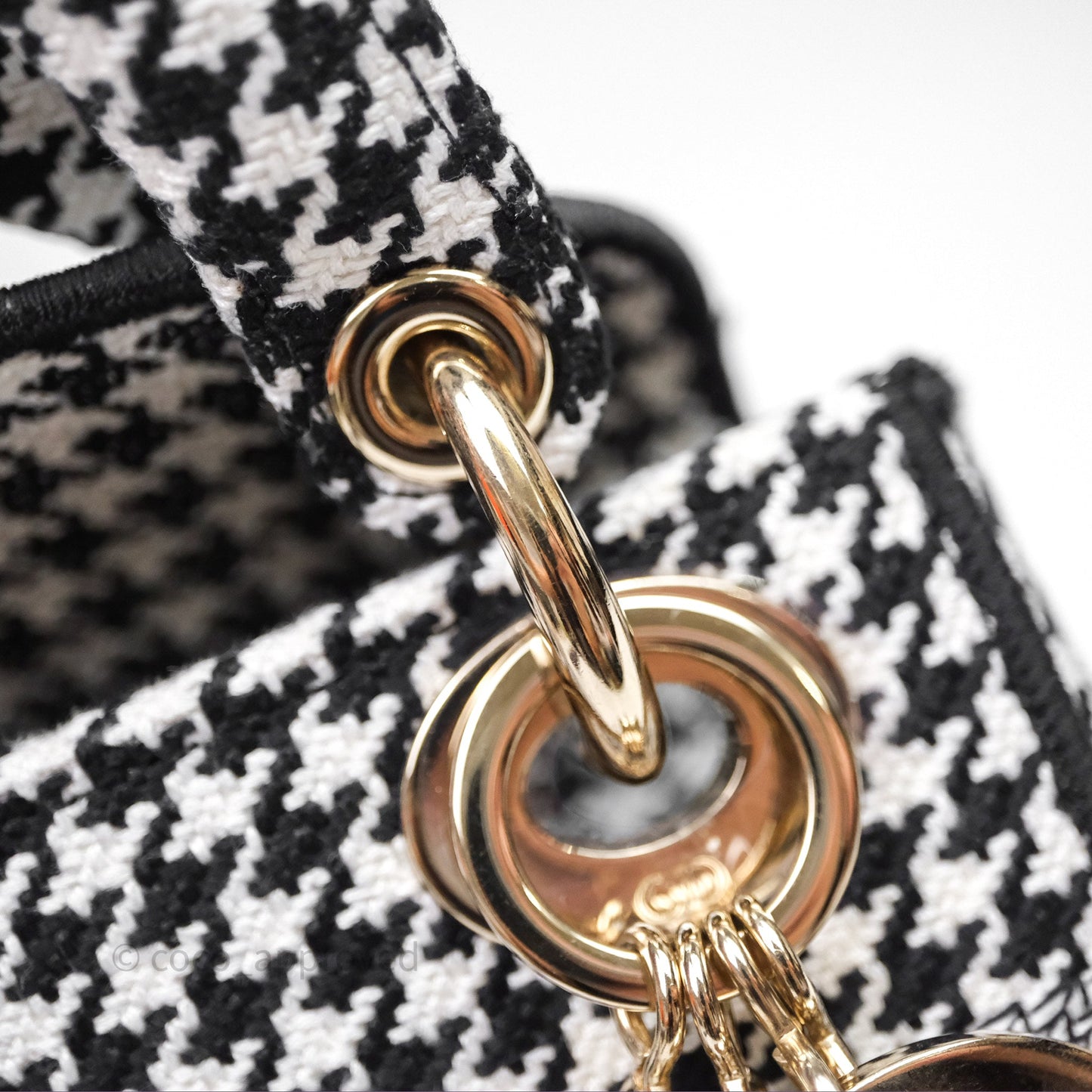 Christian Dior Mini Lady D-Lite Bag Black White Houndstooth