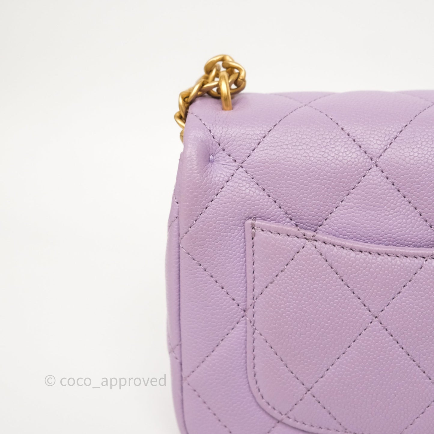 Chanel Heart Crush Mini Flap Bag Lilac Purple Caviar Aged Gold Hardware