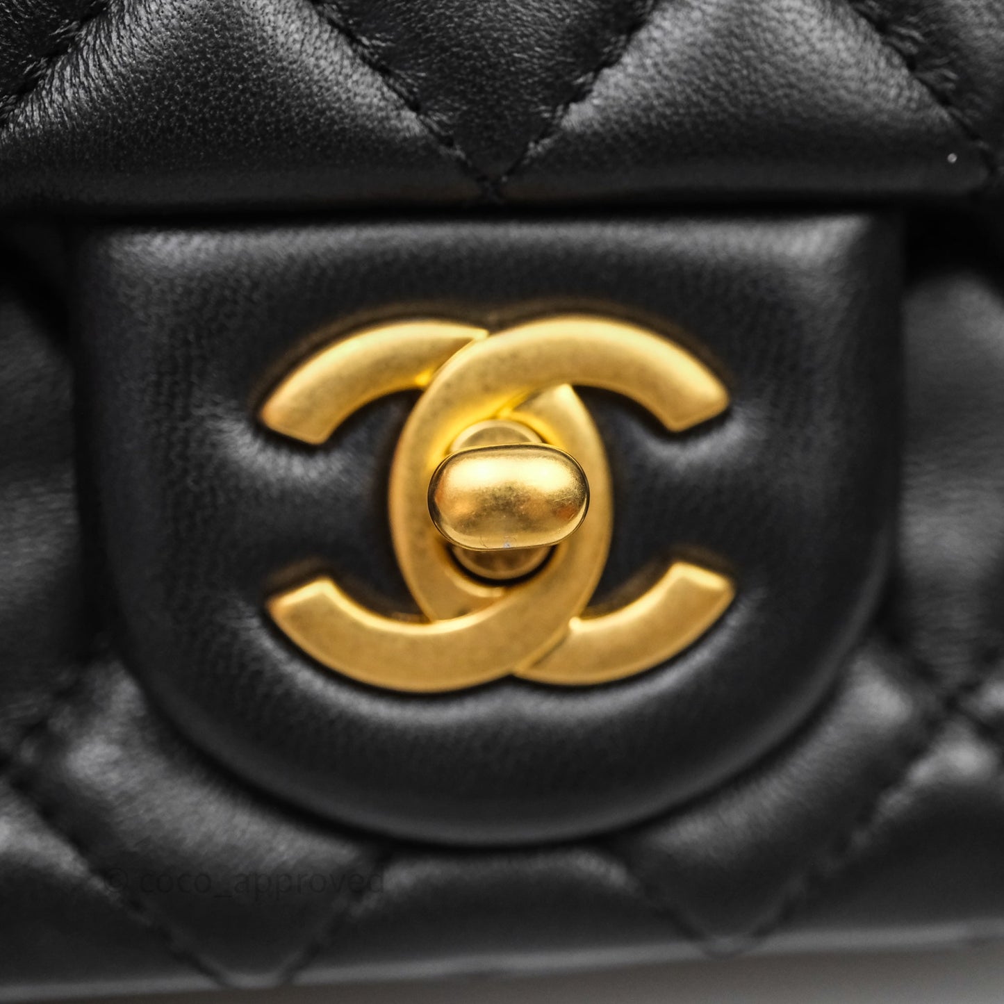 Chanel Pearl Crush Mini Square Quilted Black Lambskin Aged Gold Hardware