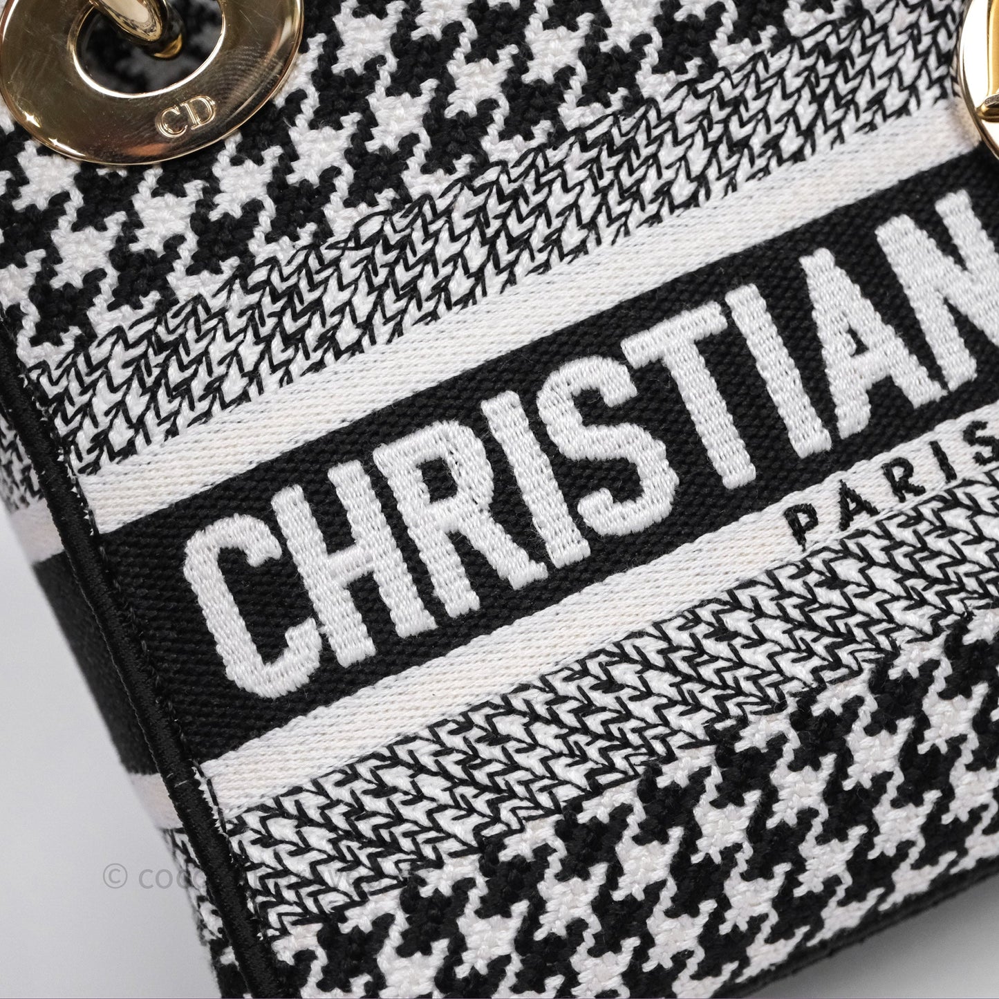 Christian Dior Mini Lady D-Lite Bag Black White Houndstooth