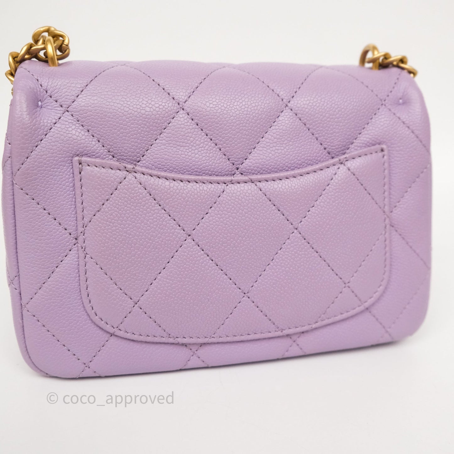 Chanel Heart Crush Mini Flap Bag Lilac Purple Caviar Aged Gold Hardware