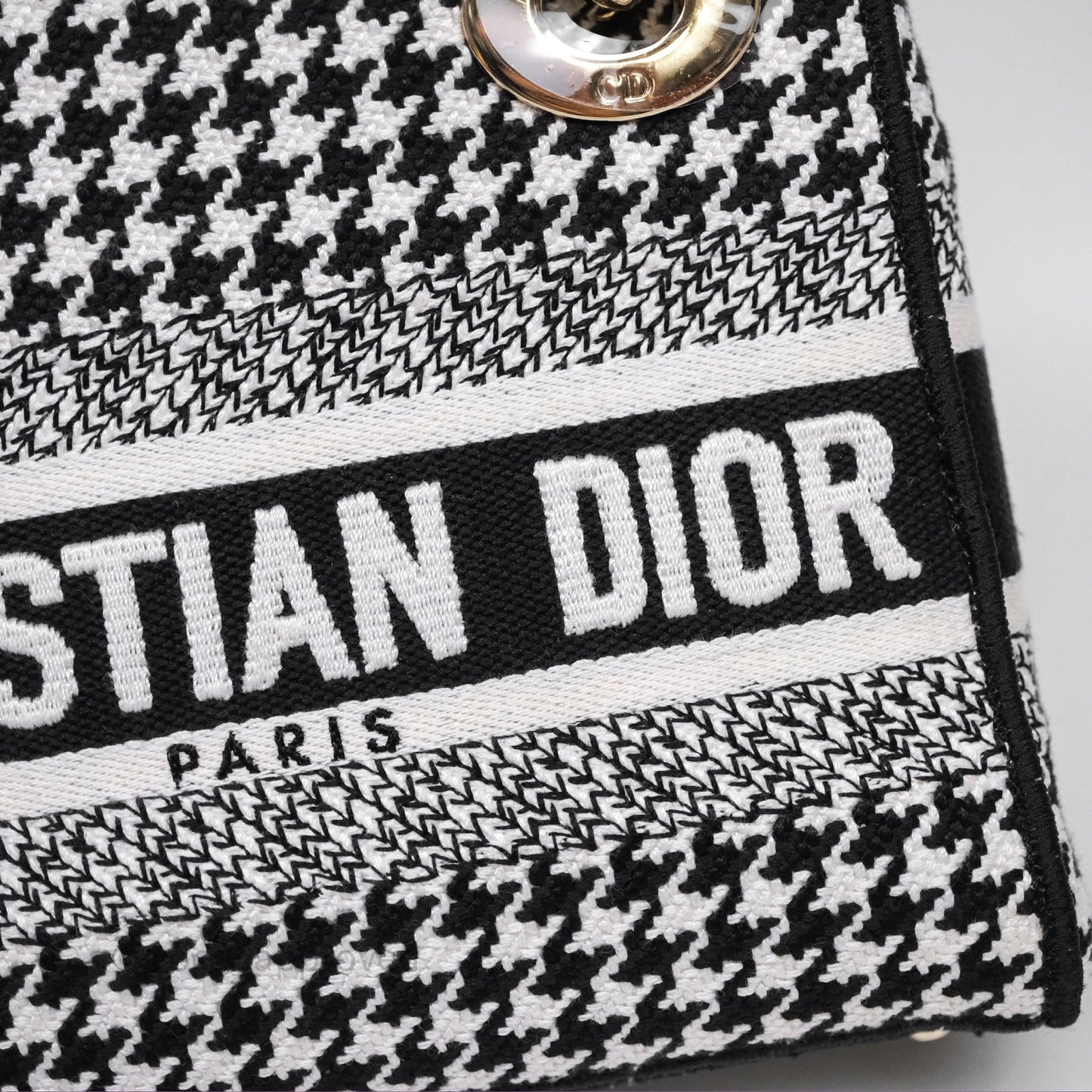 Christian Dior Mini Lady D-Lite Bag Black White Houndstooth