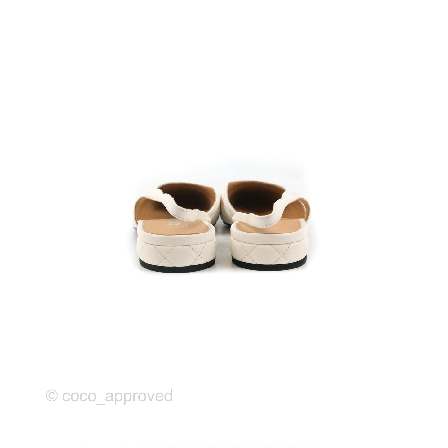 Chanel Slingback Quilted White/Black Leather Size 37