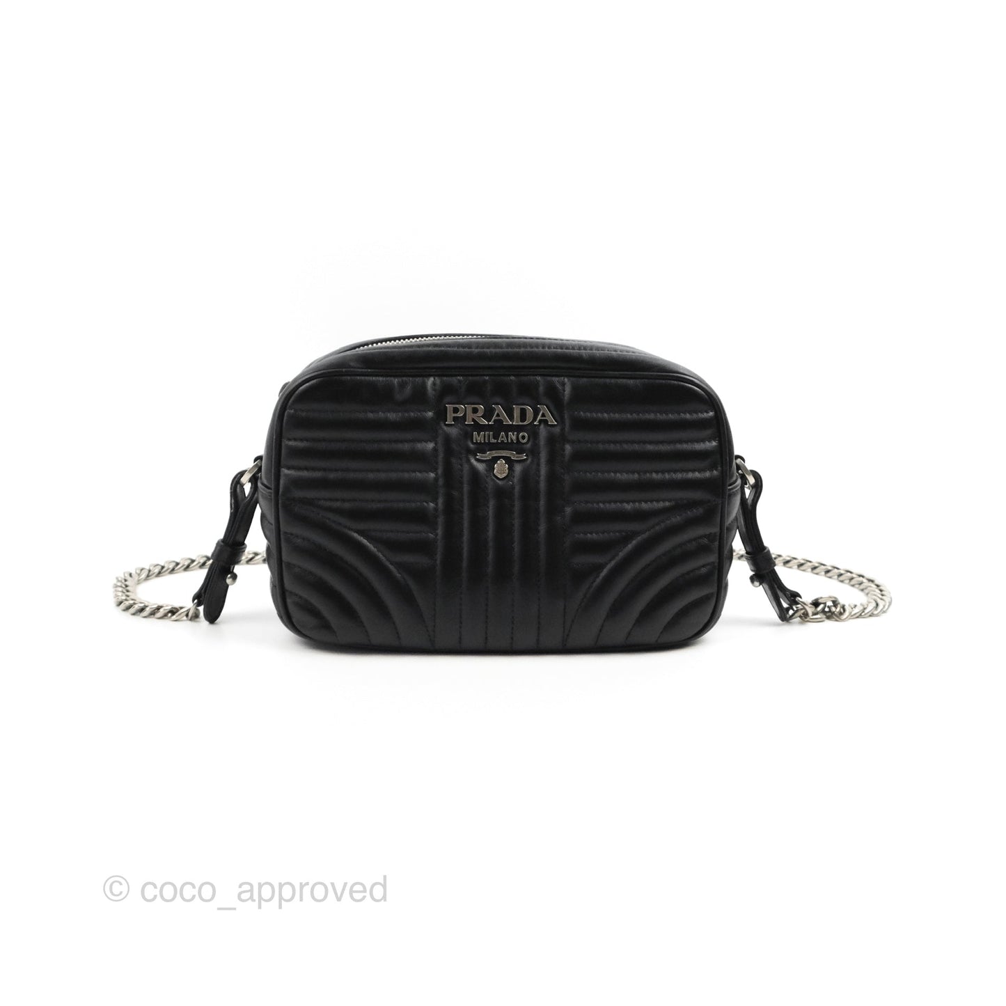 Prada Diagramme Shoulder Bag Black Calfskin