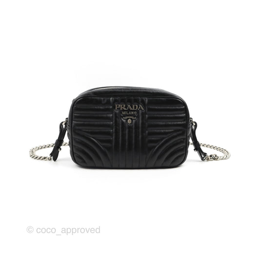 Prada Diagramme Shoulder Bag Black Calfskin