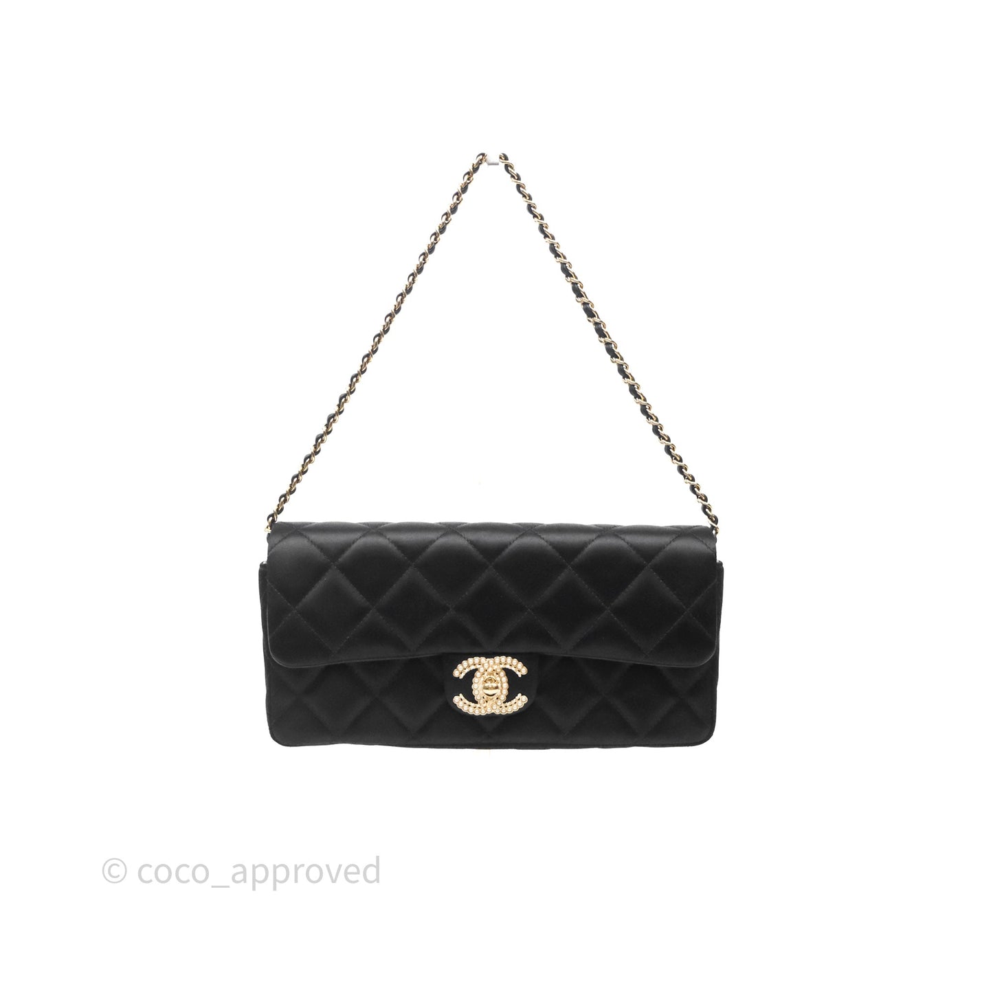 Chanel Pearl CC Clutch with Chain Black Velvet Gold Hardware