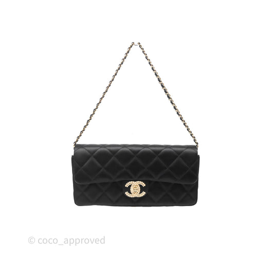 Chanel Pearl CC Clutch with Chain Black Velvet Gold Hardware