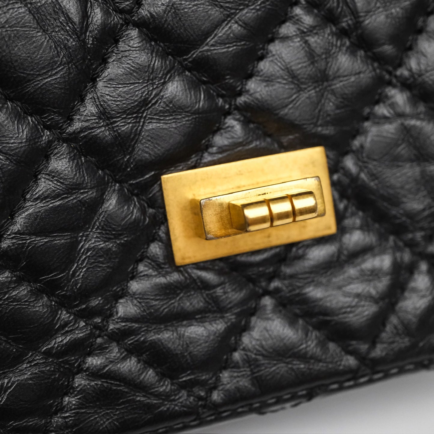 Chanel Mini Reissue 224 Quilted Black Aged Calfskin Aged Gold Hardware